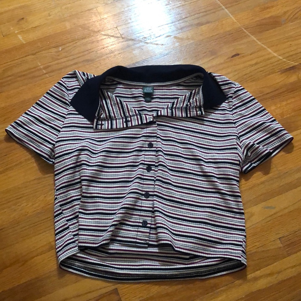 Stripped collard crop top